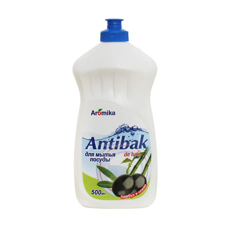 Средство для мытья посуды "Antibak", Aromika, бамбук и олива, 500 мл