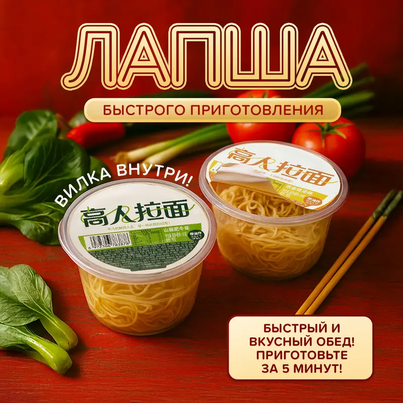 Лапша быстрого приготовления, в ассортименте