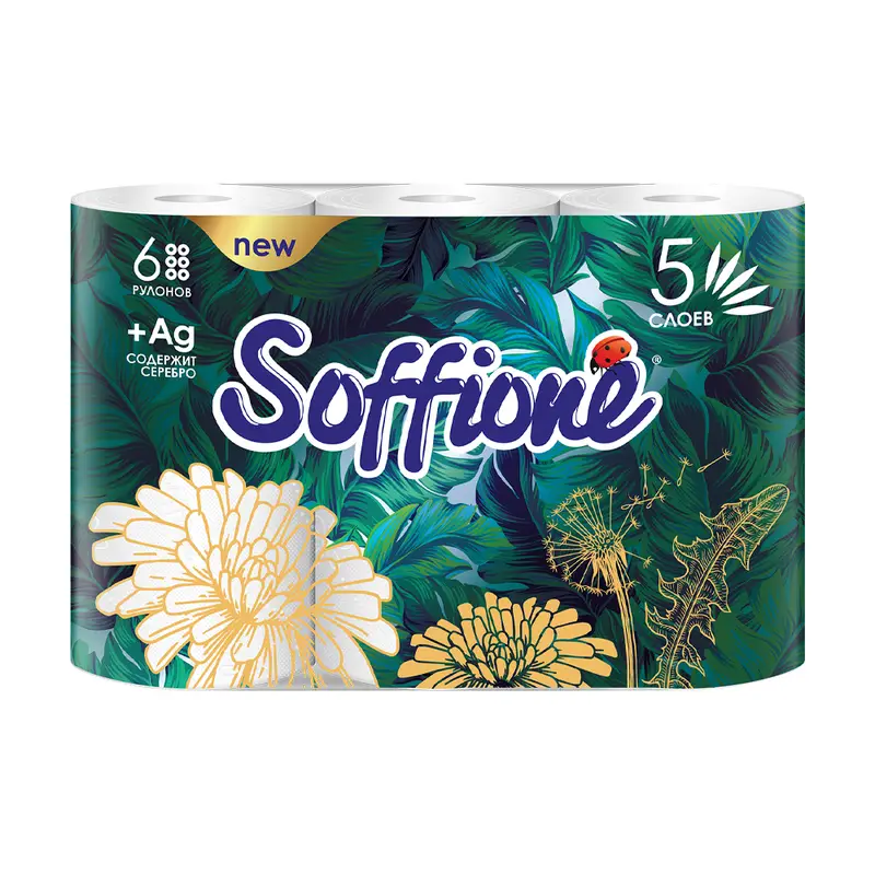 Туалетная бумага "Imperial", Soffione, 5 слоев, 6 рулонов