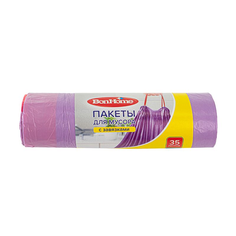 Пакеты для мусора с завязками, BonHome, 35 л, 20 шт.