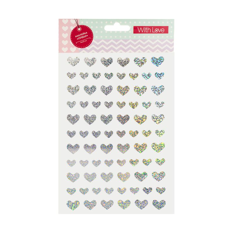 Наклейка "Сердца", With Love, 14х25 см, в ассортименте