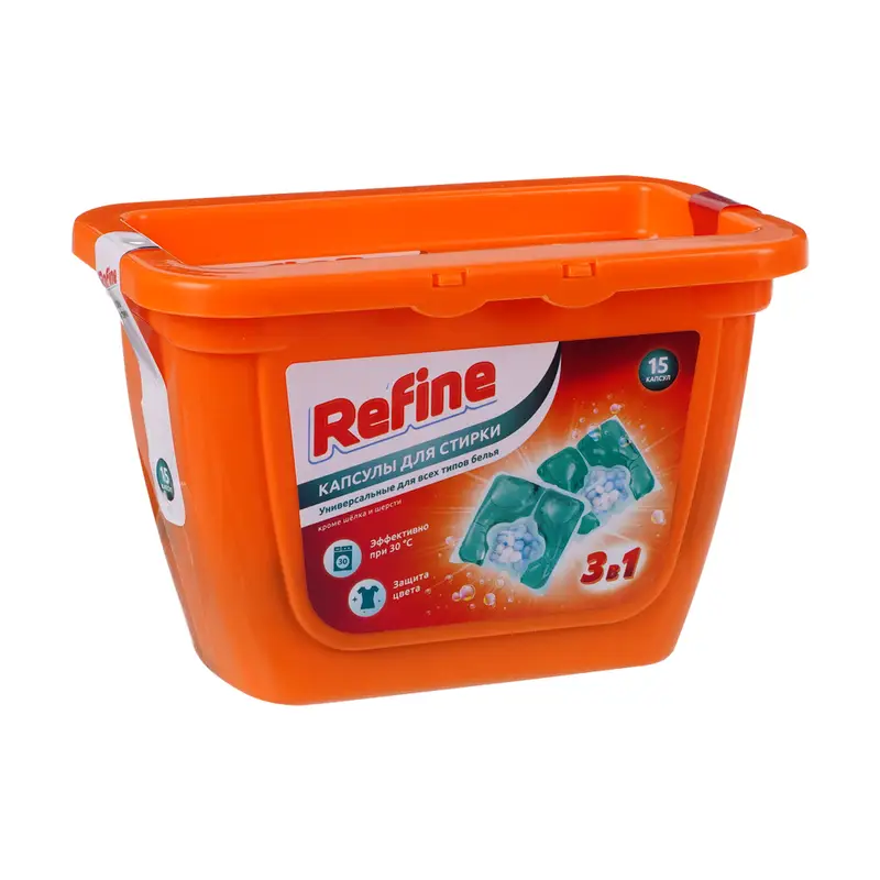 Капсулы для стирки, Refine, 15 шт., в ассортименте