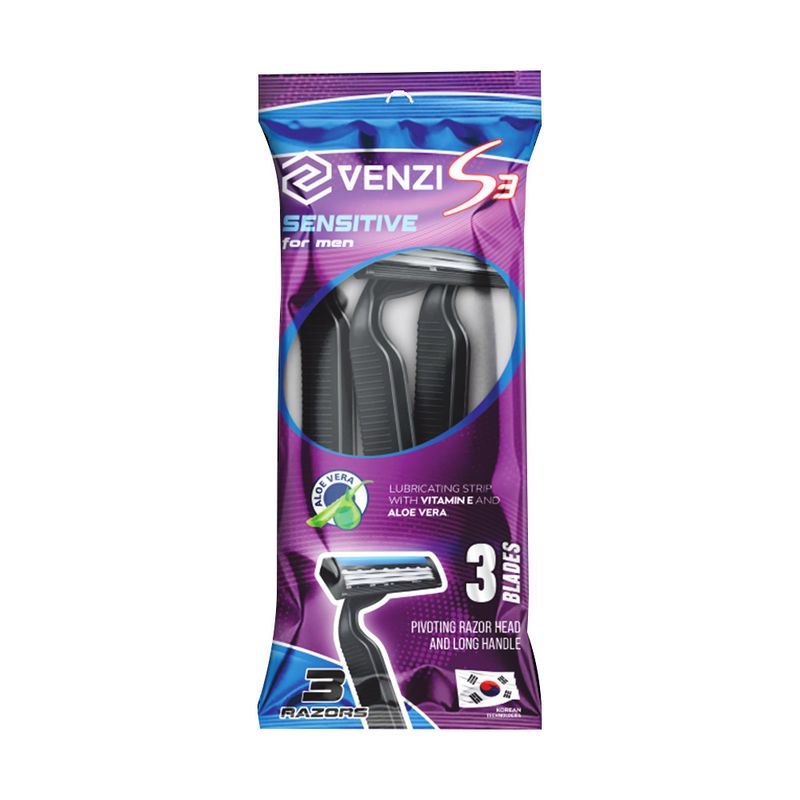 Бритвенные станки для мужчин, Venzi S3, одноразовые, 3 шт.