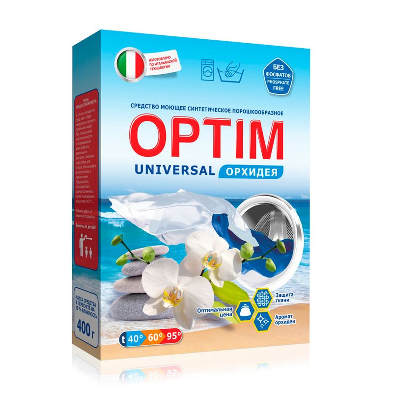 Средство моющее синтетическое порошкообразное "Орхидея", Optim Universal, 400 г
