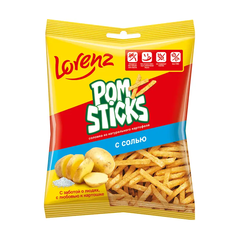 Чипсы картофельные соломкой "Pomsticks", Lorenz, 38 г, в ассортименте