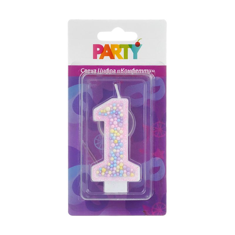 Свеча Цифра "Конфетти", PARTY, в ассортименте