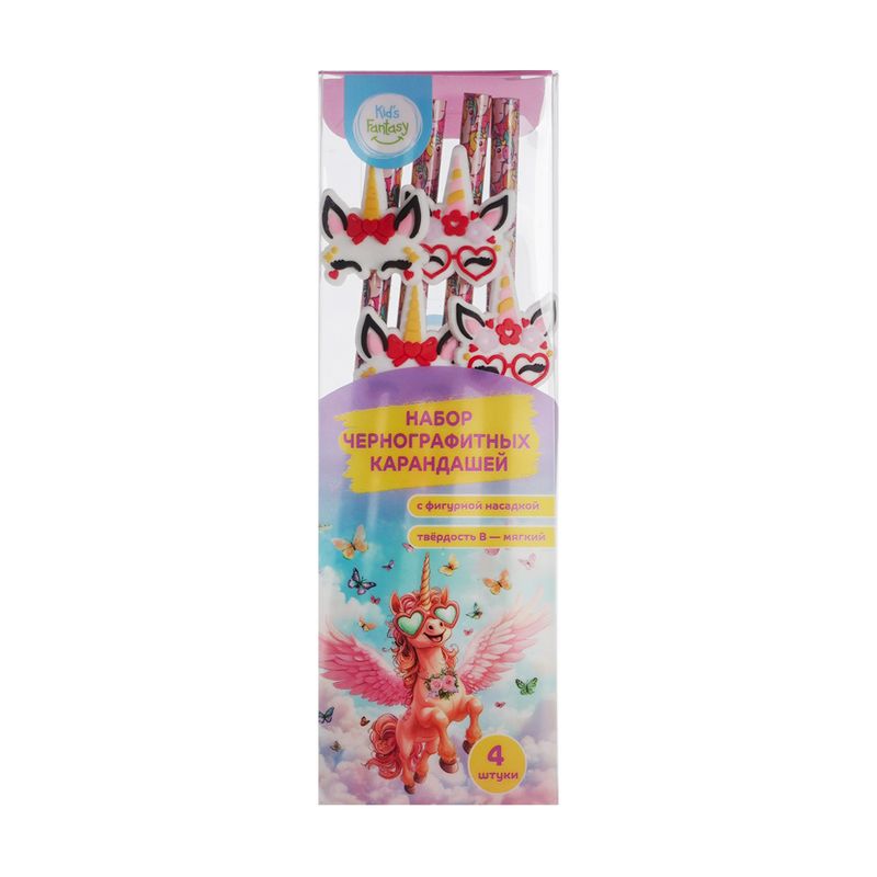 Набор чернографитных карандашей, Kid's Fantasy, 4 шт., в ассортименте