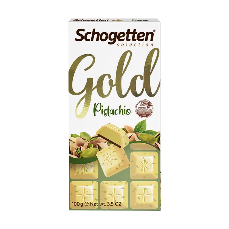 Белый шоколад SCHOGETTEN GOLD с фисташками, 100 г