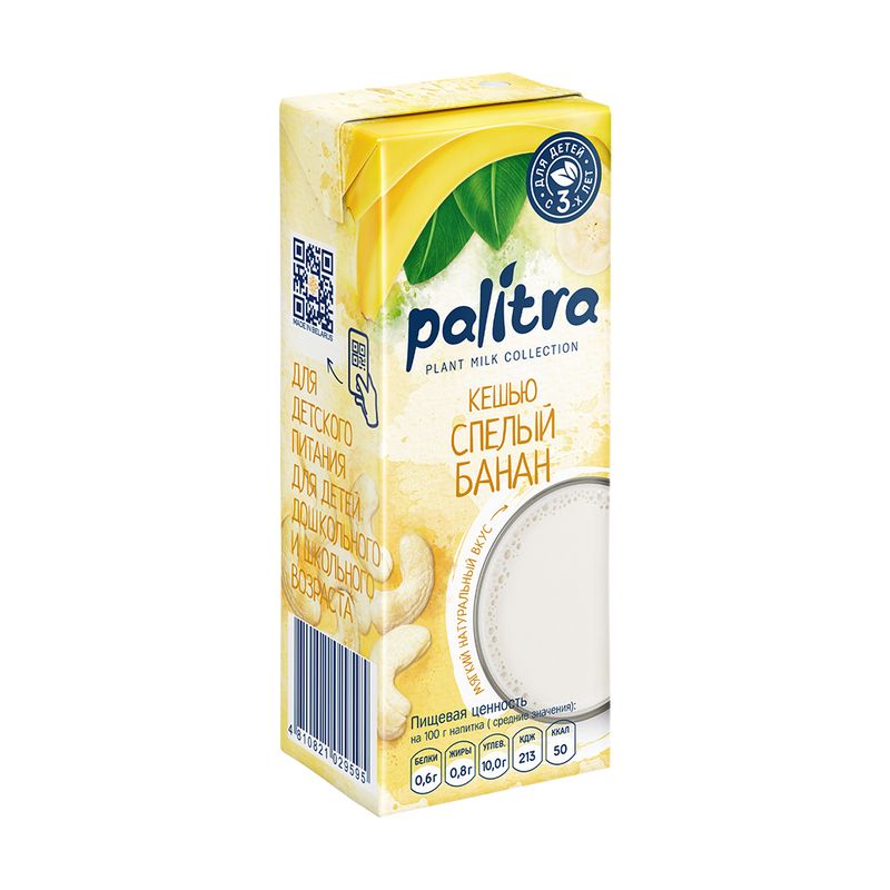 Напиток, Palitra, кешью и спелый банан, 0,2 л