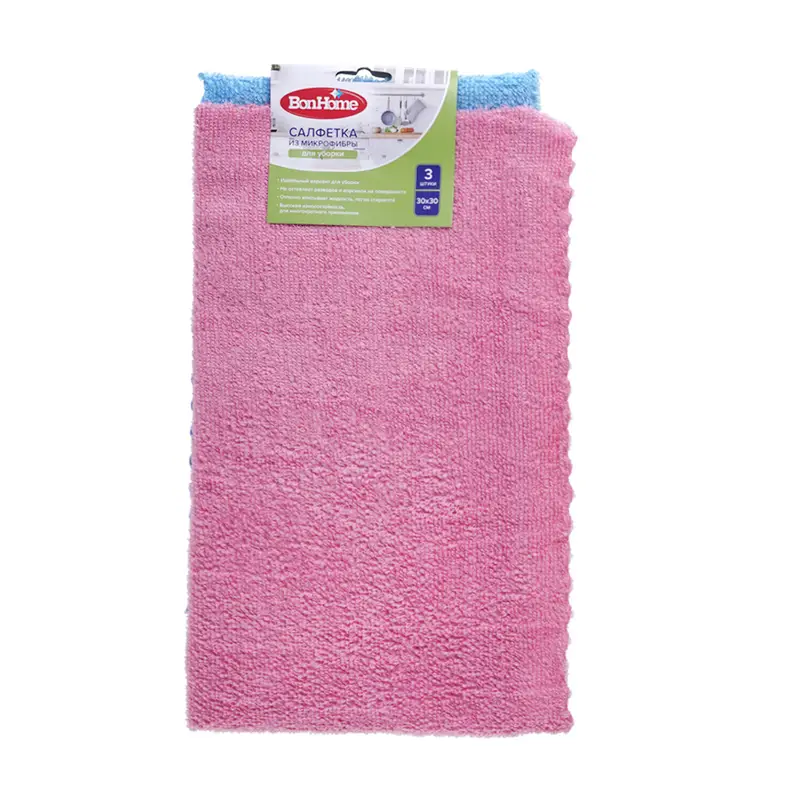 Салфетка из микрофибры, BonHome, 30х30 см, 3 шт.