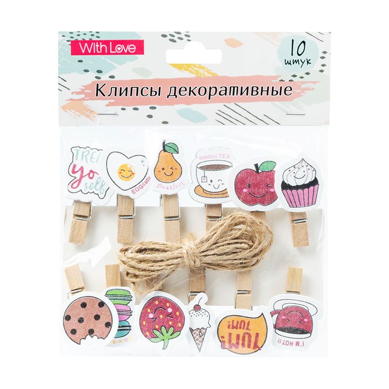 Клипсы декоративные, With Love, 10 шт., в ассортименте