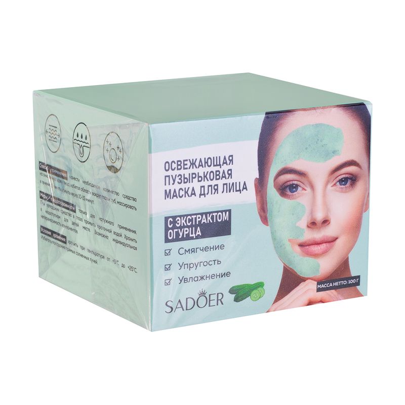 Маска для лица тонизирующая пузырьковая, SADOER, 100 г, в ассортименте