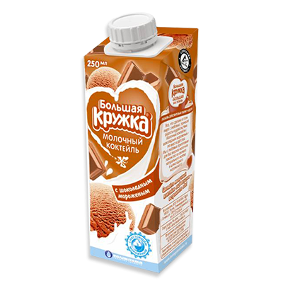 Коктейль "Большая кружка" с шоколадным мороженым, 3%, 250 г, 2 шт