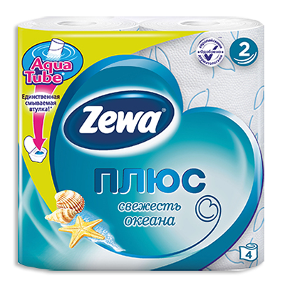 Туалетная бумага "Zewa Плюс", 2 слоя, 4 рулона
