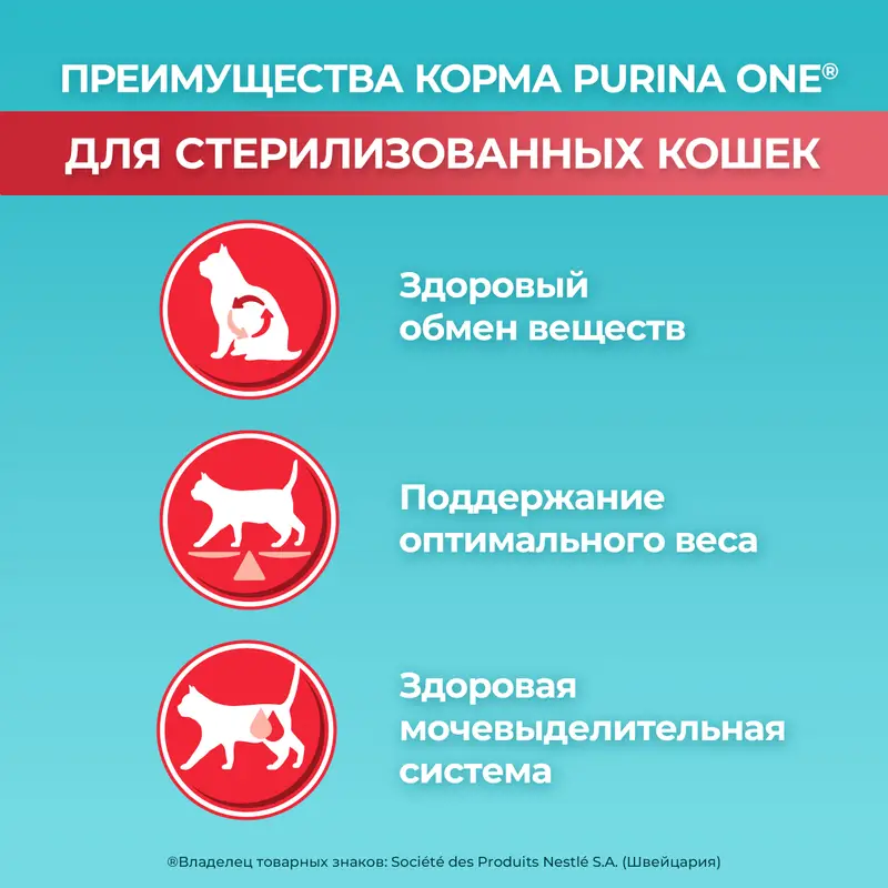 Сухой корм для стерилизованных кошек и кастрированных котов, PURINA ONE, с говядиной, 424 г