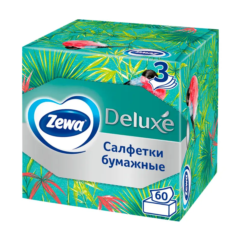 Салфетки бумажные "Deluxe", Zewa, 60 шт., в ассортименте