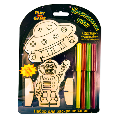 Набор для раскрашивания (4 фломастера + 1-2 деревянные формы)