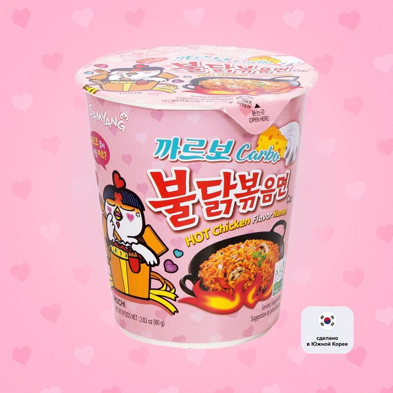 Лапша быстрого приготовления "Hot Chicken Big Bowl Carbonara", SAMYANG, 80 г