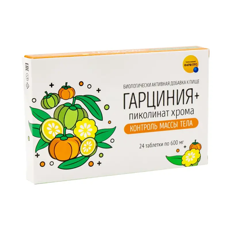 БАД "Гарциния + Пиколинат хрома. Контроль массы тела", 24 таблетки по 600 мг