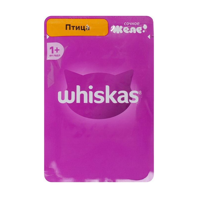 Корм для кошек, Whiskas, 75 г, желе с добавлением домашней птицы