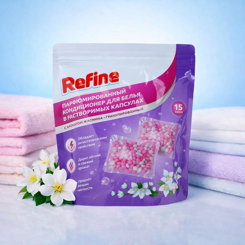 Парфюмированный кондиционер для белья в растворимых капсулах, Refine, 15 шт., в ассортименте