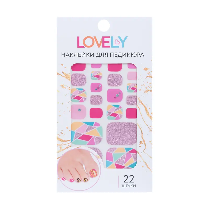 Наклейки для педикюра, Lovely, 22 шт., в ассортименте