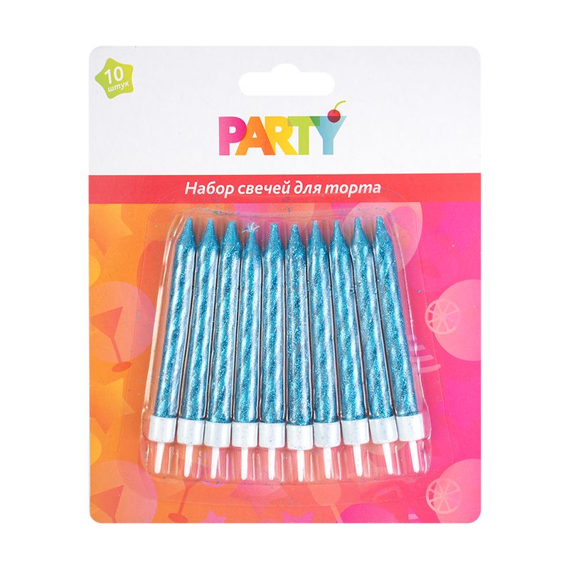 Набор свечей для торта, Party, 10 шт., в ассортименте