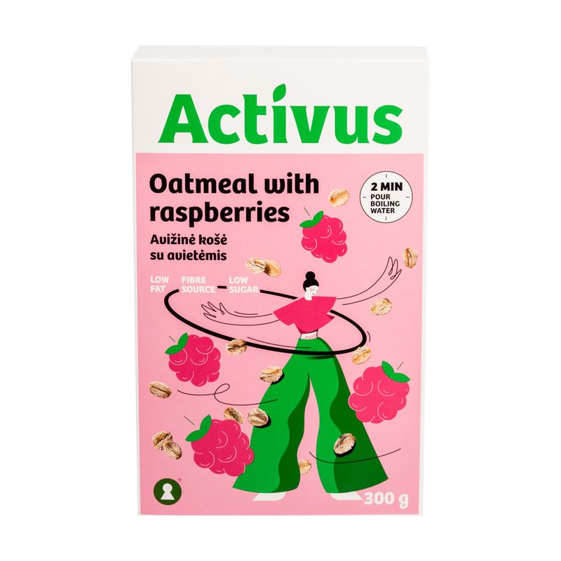 Каша овсяная быстрого приготовления, Activus, с малиной, 300 г