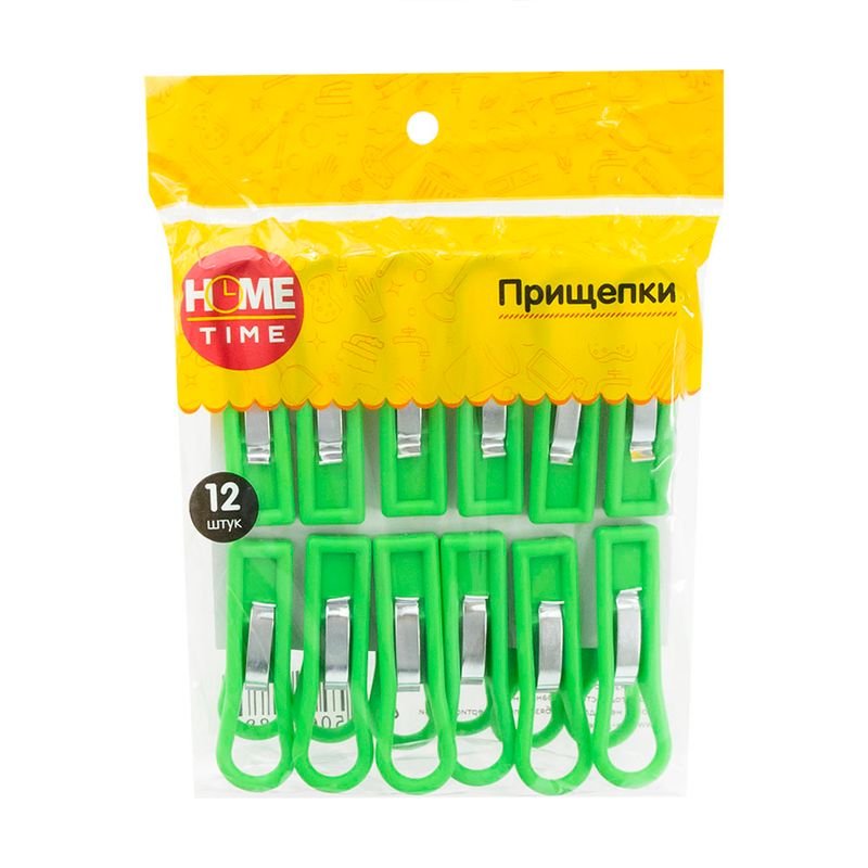 Прищепки, Home Time, 12 шт., в ассортименте