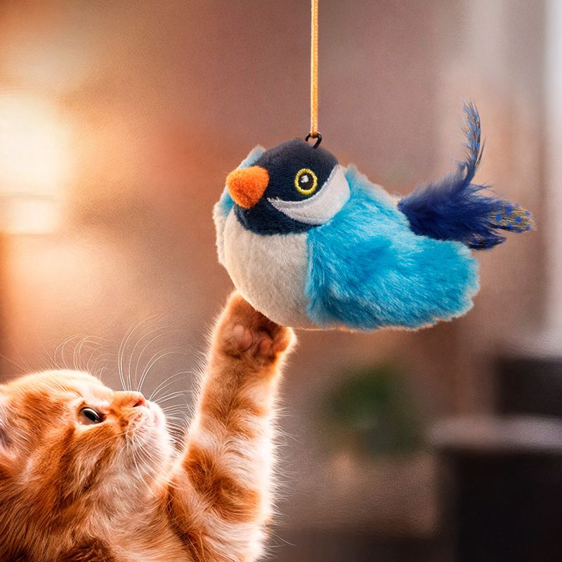 Игрушка для кошек "Птичка со звуком", Pet Club, 10 см, в ассортименте