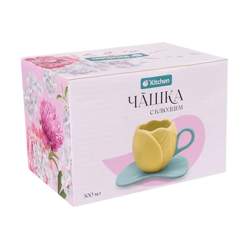 Чашка с блюдцем, O'Kitchen, 300 мл, в ассортименте