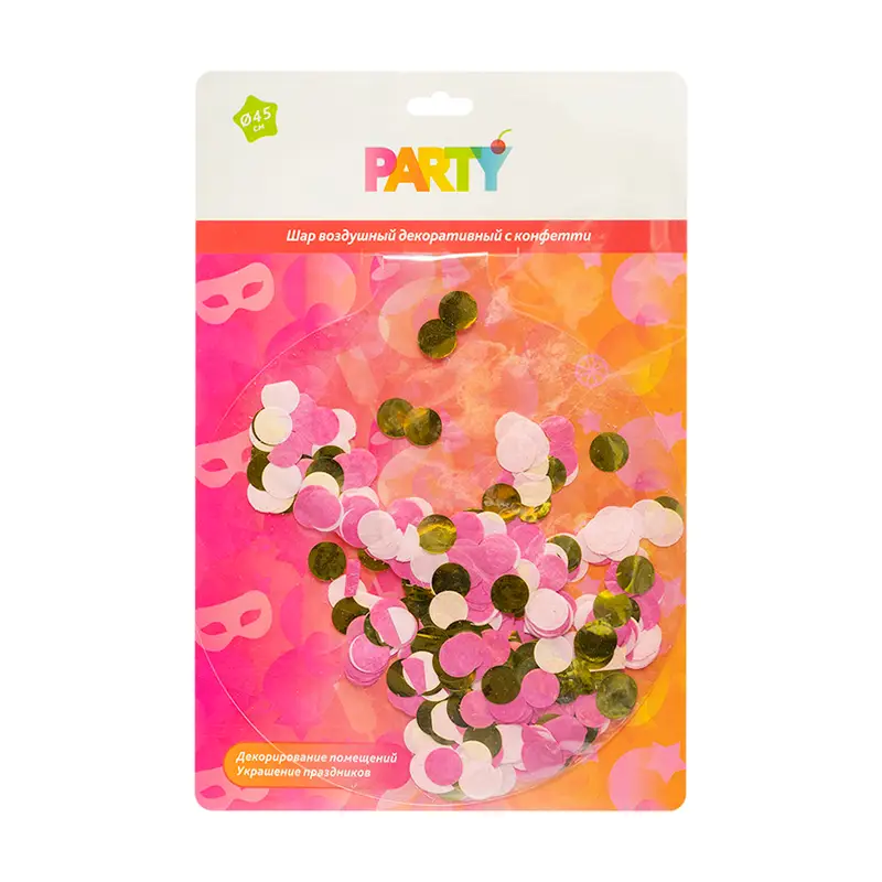 Шар воздушный декоративный с конфетти, Party, 45 см, в ассортименте