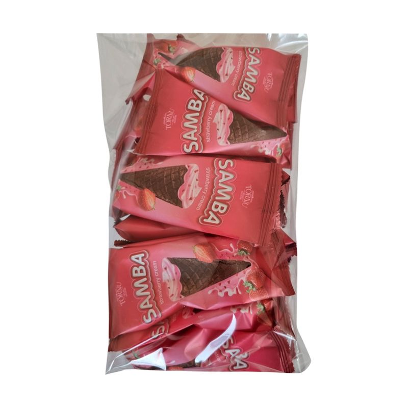 Вафельные конусы Samba с клубничной начинкой, 200 г