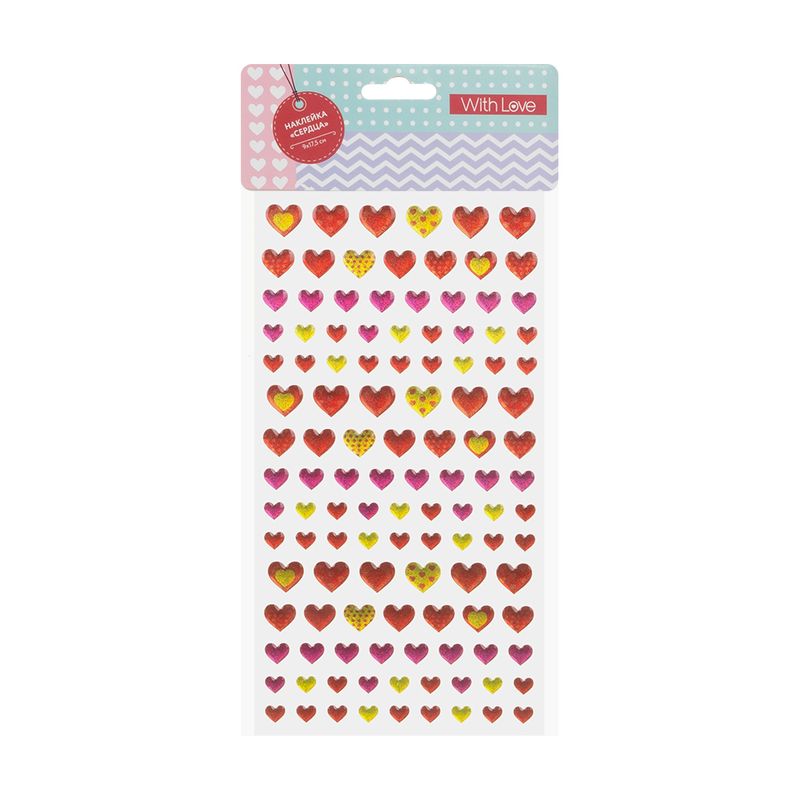 Наклейка "Сердца", With Love, 17,5х9 см, в ассортименте
