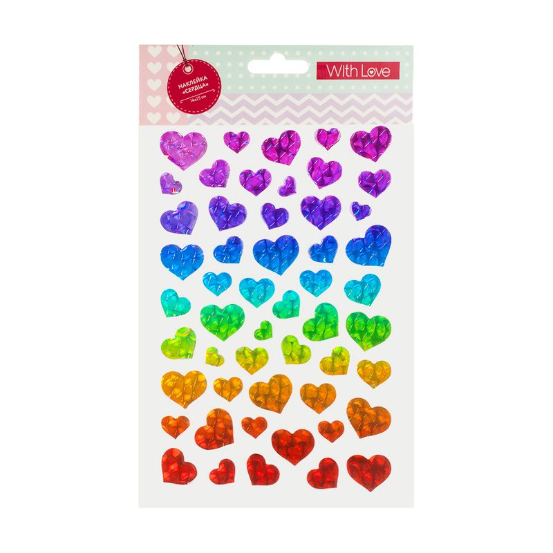 Наклейка "Сердца", With Love, 14х25 см, в ассортименте