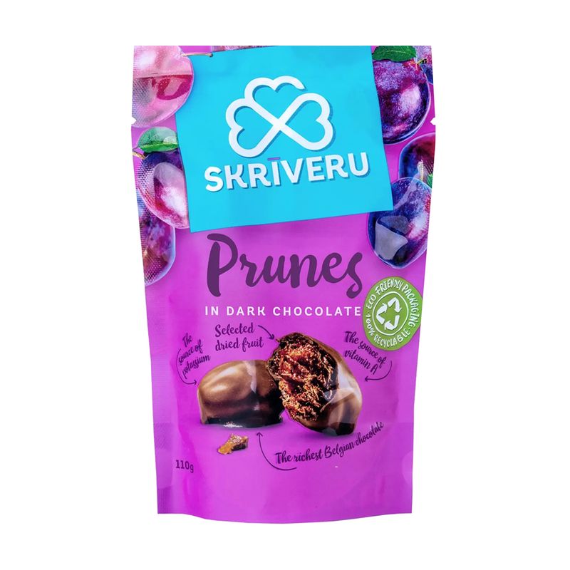 Сливы/Абрикосы в темном шоколаде Skrīveru, 110 г