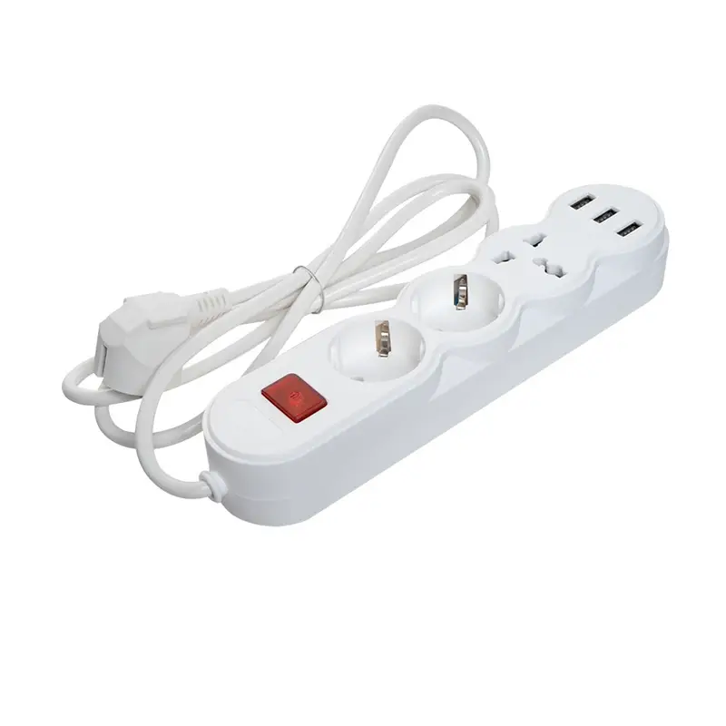 Удлинитель электрический, FLARX, с выключателем, 3 розетки, 3 USB-порта