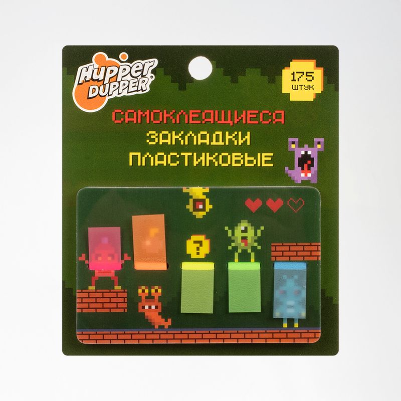 Самоклеящиеся закладки пластиковые, Hupper Dupper, 175 шт., в ассортименте