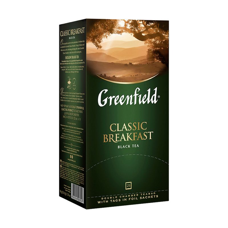 Чай чёрный в пакетиках "Classic breakfast", Greenfield, 25 шт.