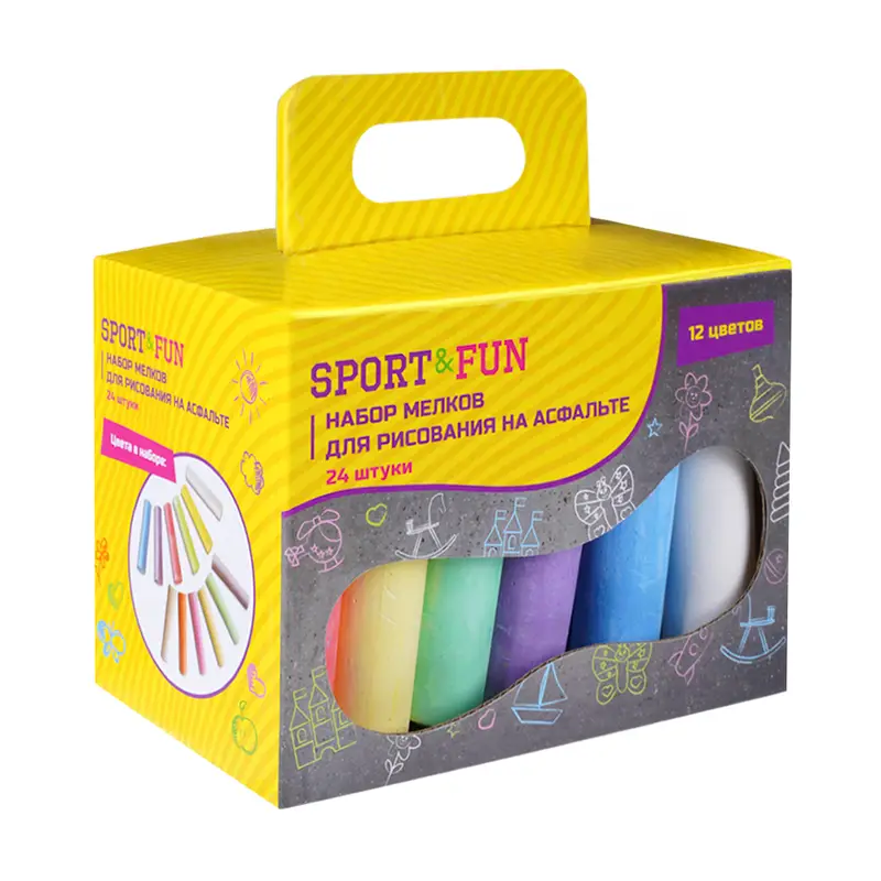 Набор мелков для рисования на асфальте, Sport&Fun, 24 шт., в ассортименте