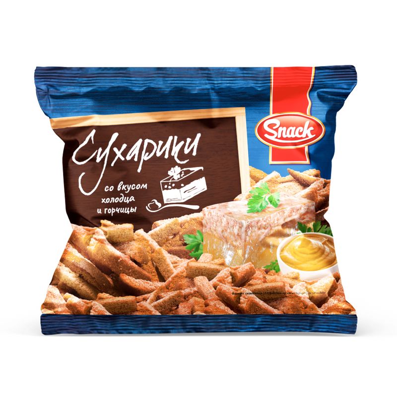 Сухарики, Snack, со вкусом холодца и горчицы, 50 г