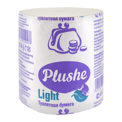 Однослойная туалетная бумага Plushe Light, 1 рулон