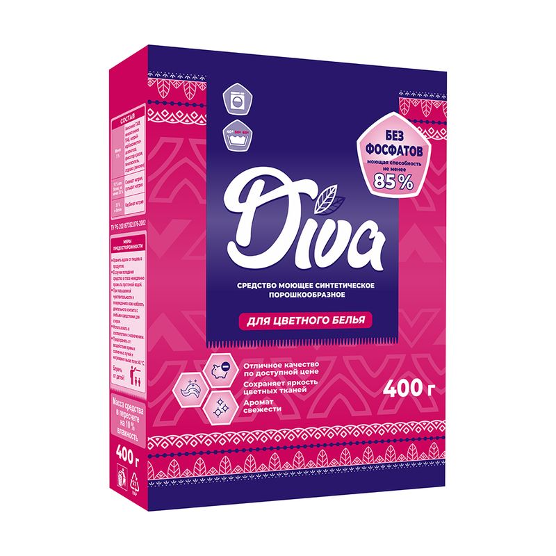 Средство моющее синтетическое порошкообразное, Diva, для цветного белья, 400 г