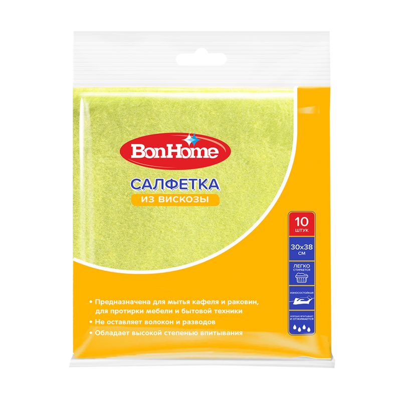 Салфетка из вискозы, BonHome, 30х38 см, 10 шт.