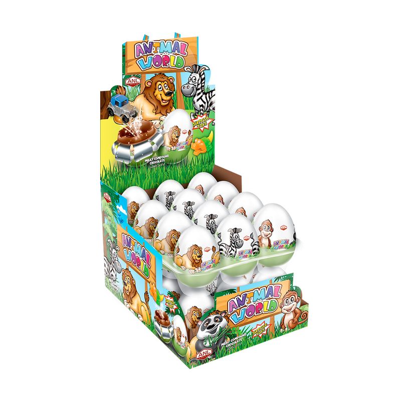 Шоколадное яйцо, ANIMAL WORLD, с сюрпризом, 25 г