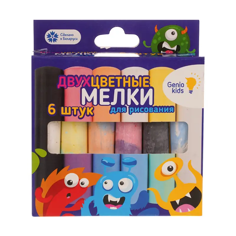 Мелки для рисования двухцветные, 6 штук