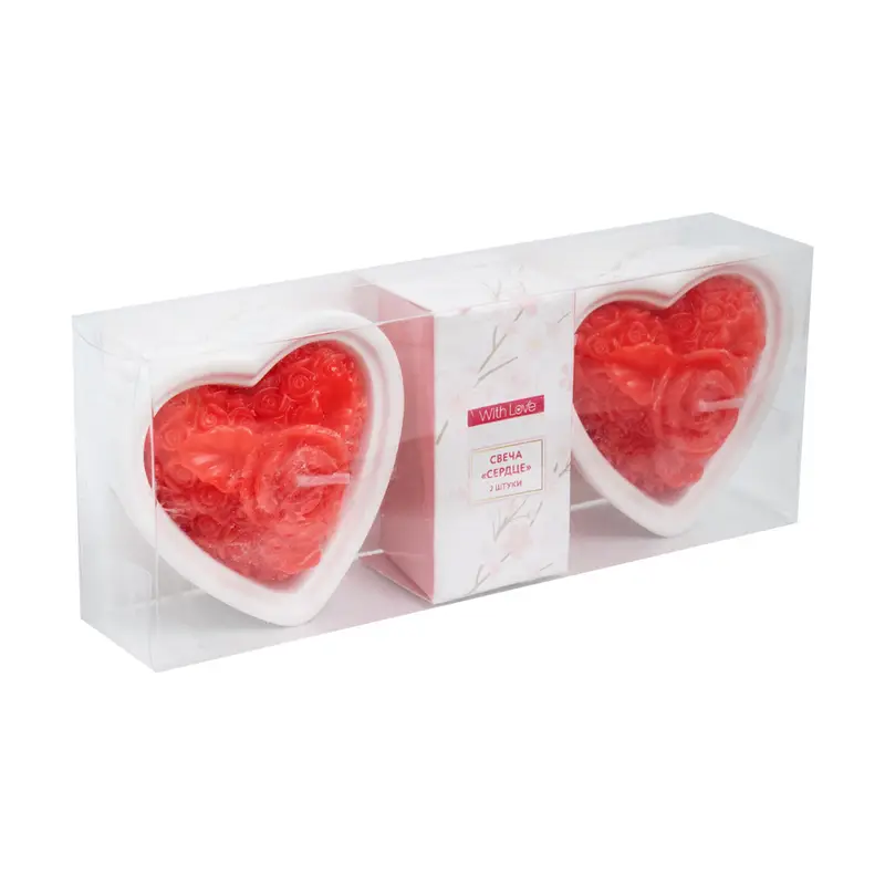 Свеча "Сердце", With Love, 2 шт., в ассортименте