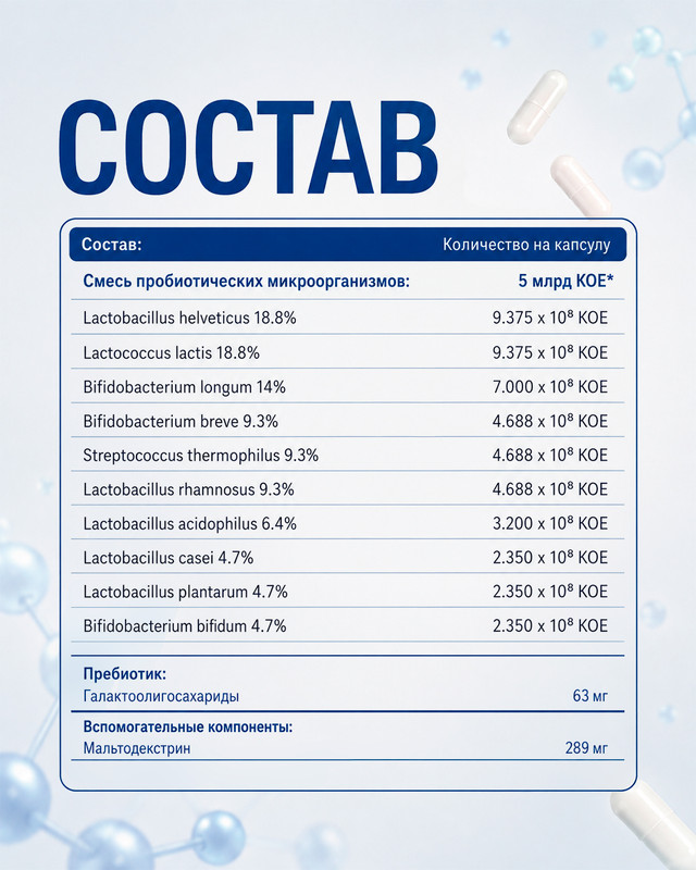 Биологически активная добавка к пище, Bificin, 500 мг, 10 капсул