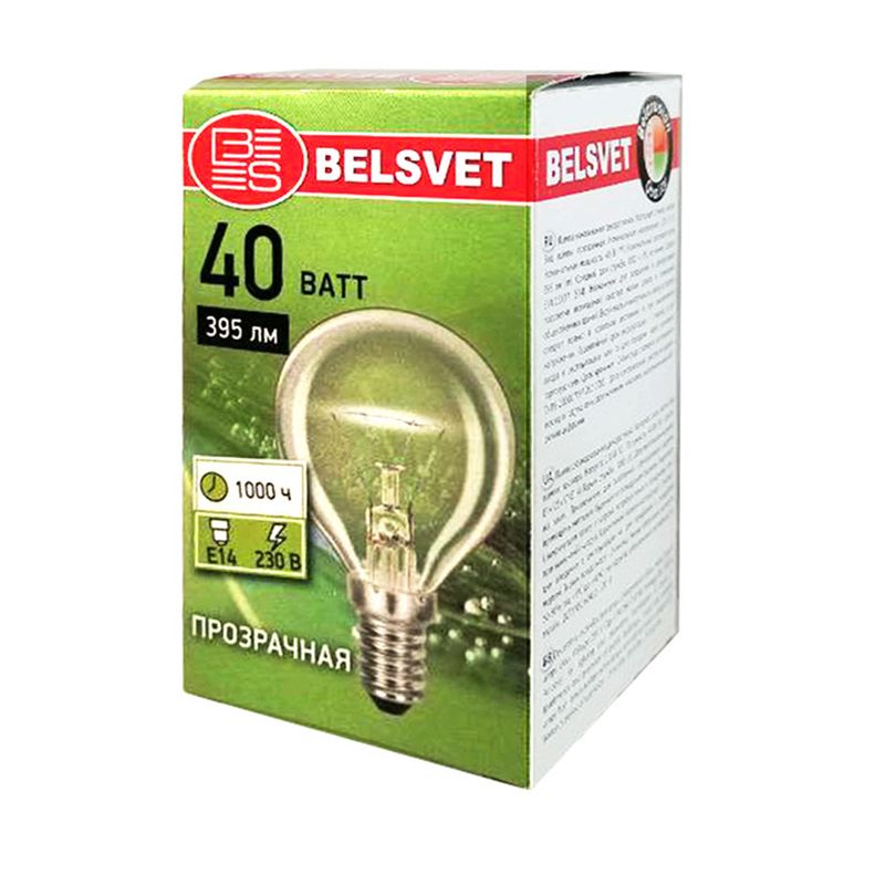 Лампа накаливания прозрачная, Belsvet, 230 В, Е14