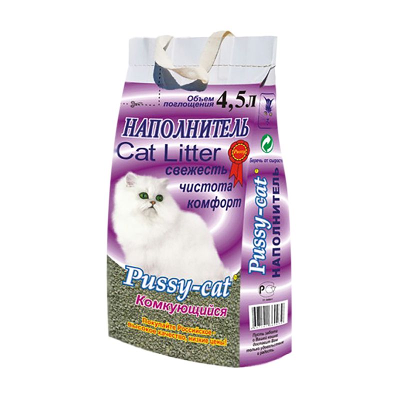 Наполнитель, Pussy-cat, комкующийся, 4 кг